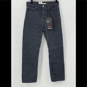 Levi’s Wedgie Straight High Rise Jeans Dark Blue White Pin Striped Women’s Denim